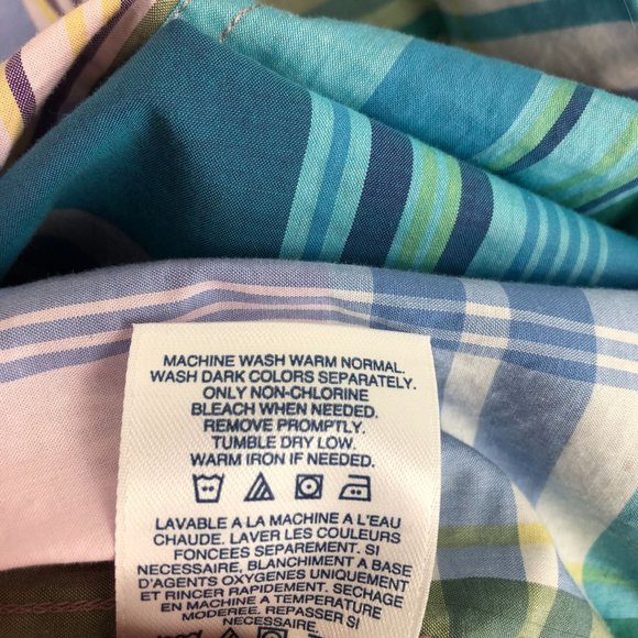 Lands' End Men's Size Medium Traditional Fit Blue Multi-Color Button Down Shirt - Picture 9 of 10